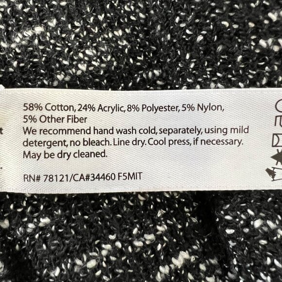 Eileen Fisher Womens Petite Cotton Knit Jacket Open Cardigan Black White size PP - Picture 11 of 12